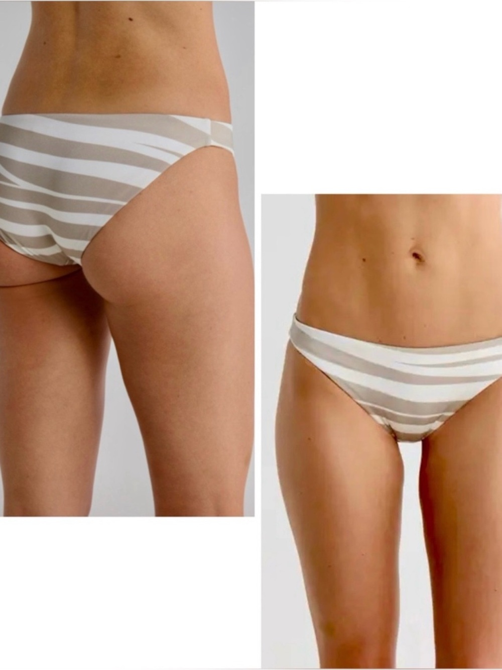 VITAMIN A Midori Stripe Bikini Bottoms - White & Tan